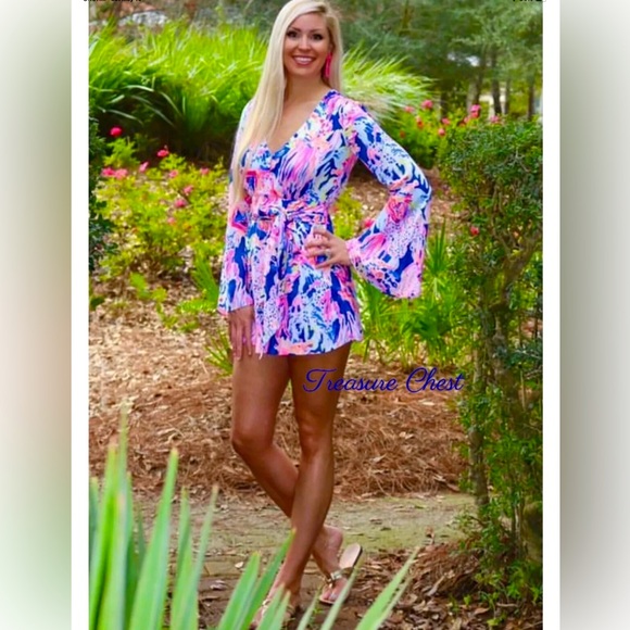 Lilly Pulitzer NWT 🦄 GLORIA Romper Indigo Sunken Treasure 🦄 - Picture 11 of 16